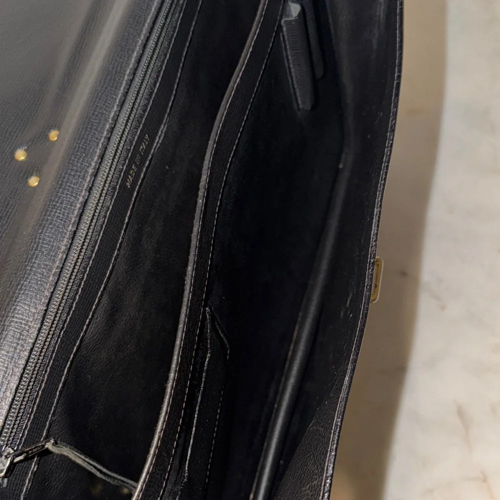 YSL Black Leather Briefcase